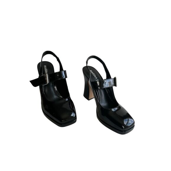 Madden Girl Black Patent Platform Mary Jane Slingback Heels 7.5M Square Toe Y2K - Picture 2 of 11